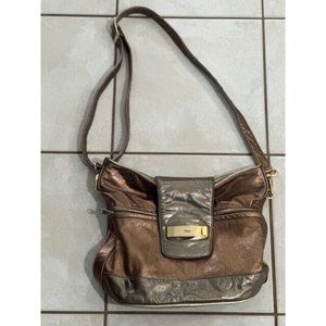 Dawli metallic gold leather purse Copper Bronze Adjustable Strap Flap Bag See